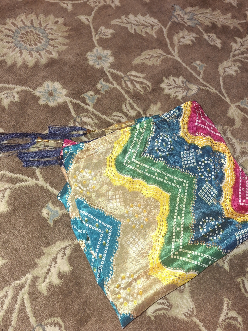 Brand New Indian Silk Bandhani Leheriya Dupatta Scarf -